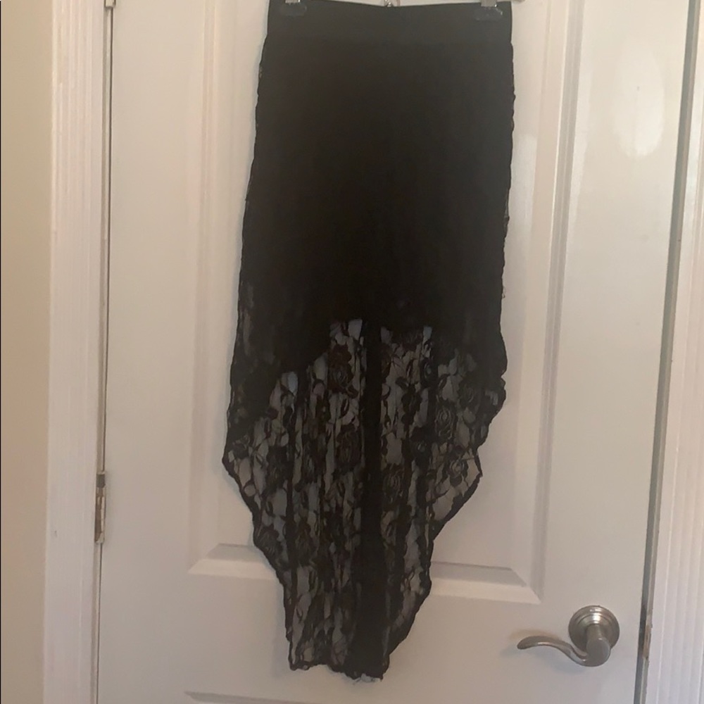 Black Lace High Low Skirt